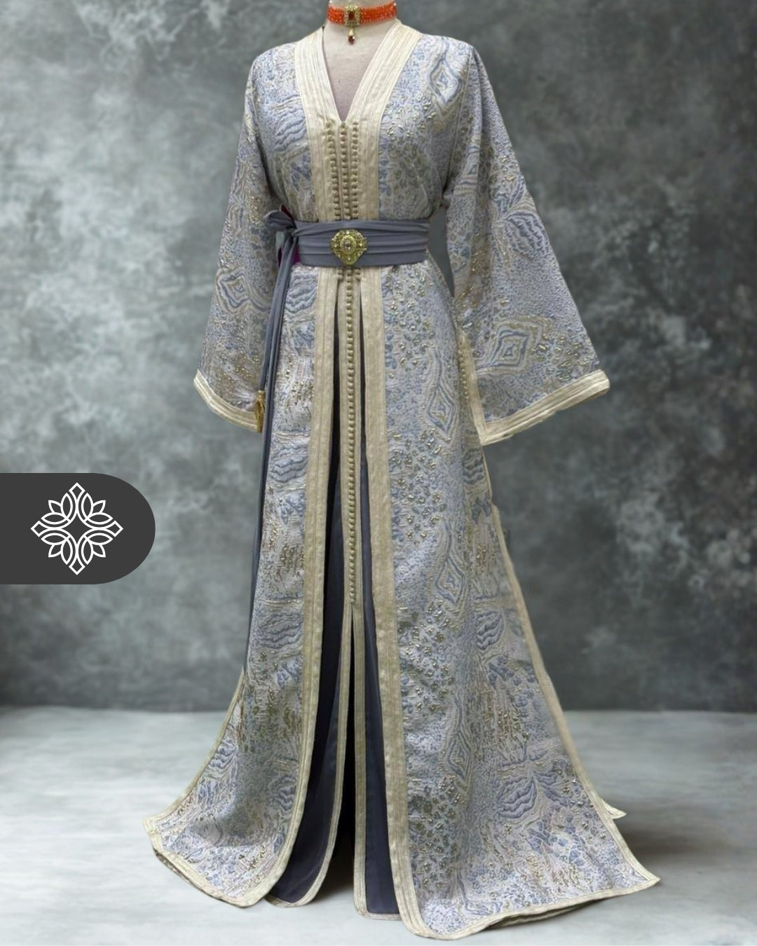 Iced Lavender Moroccan Two-Piece Kaftan | Subtle Opulence Takshita