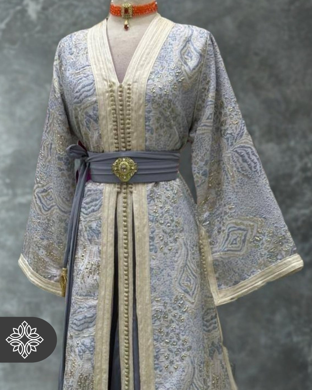 Iced Lavender Moroccan Two-Piece Kaftan | Subtle Opulence Takshita