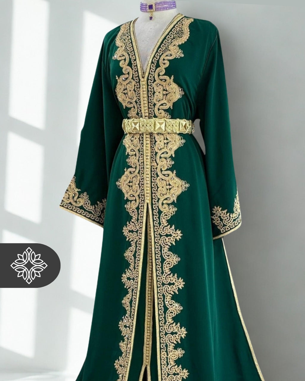 Royal Ruby Red & Gold Two-Piece Takchita | Luxury Moroccan Two-Piece Caftan Dress