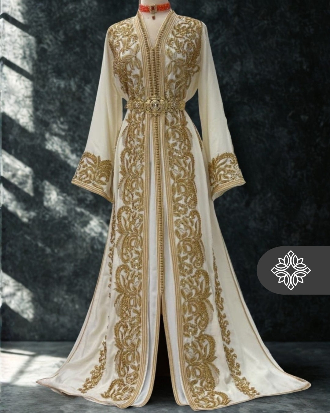 Imperial White Bridal Moroccan Takchita | Luxury Two-Piece Wedding Caftan