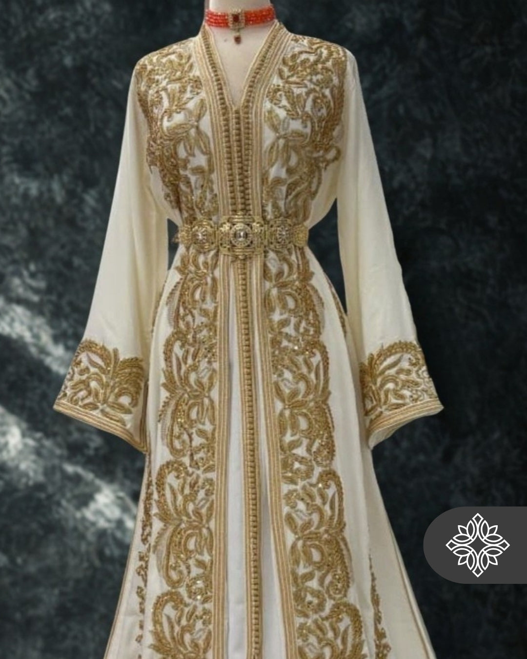 Imperial White Bridal Moroccan Takchita | Luxury Two-Piece Wedding Caftan