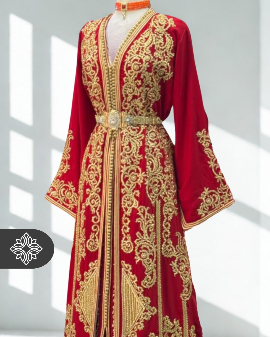 Kaftan Red with Golden Embroidery Takchita | Caftan Dress