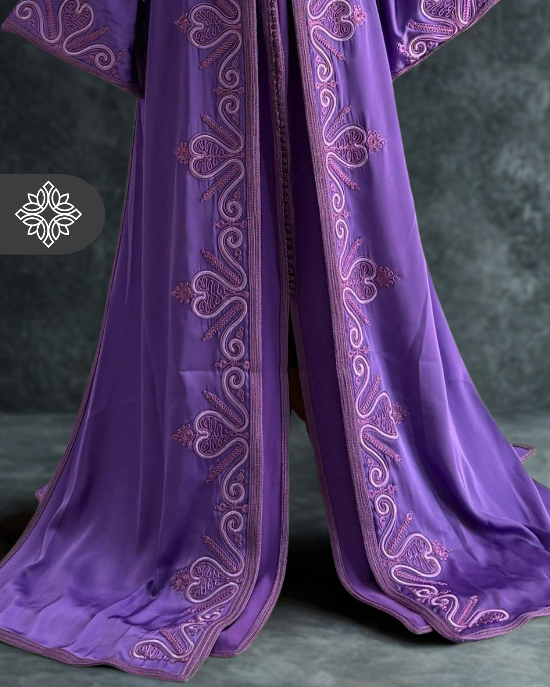 Lavender Moroccan Takchita | Luxury Two-Piece Kaftan | Tonal Hand Embroidery