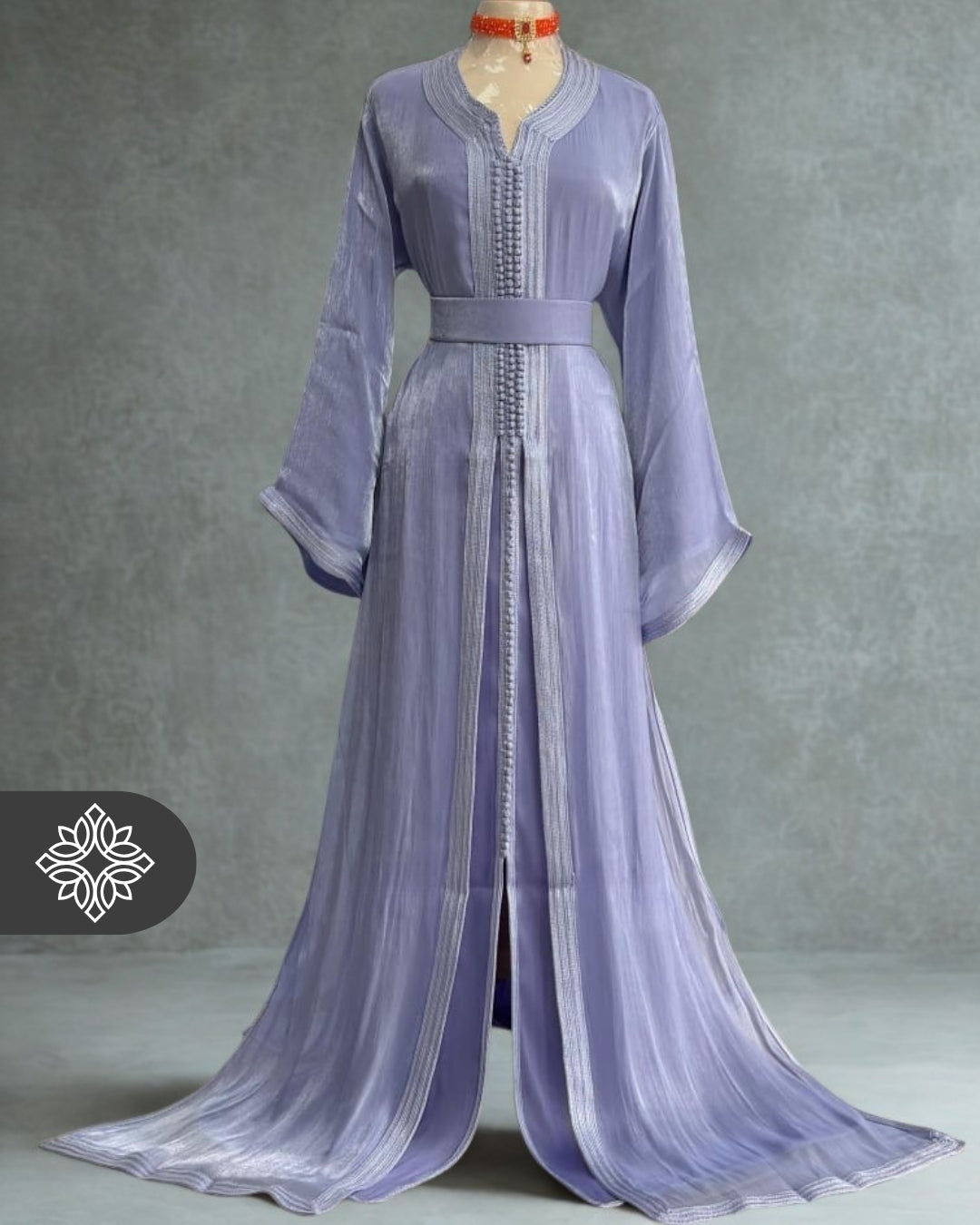Lavender Moroccan Takchita | Luxury Two-Piece Kaftan | Princess Organza Style