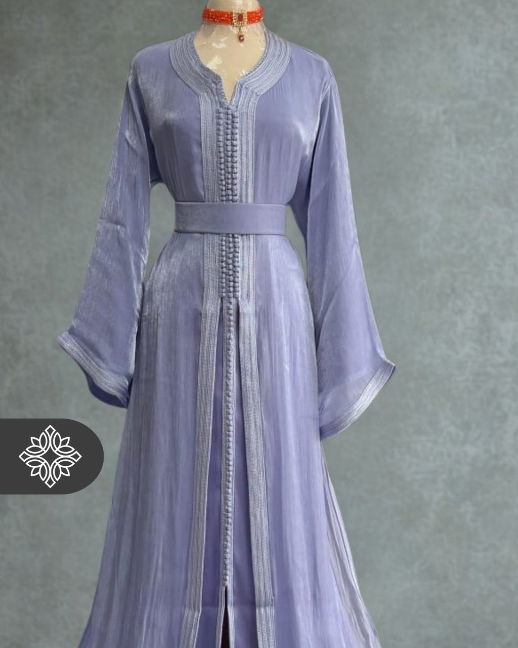 Deep Teal Moroccan Takchita | Royal Organza Two-Piece Kaftan