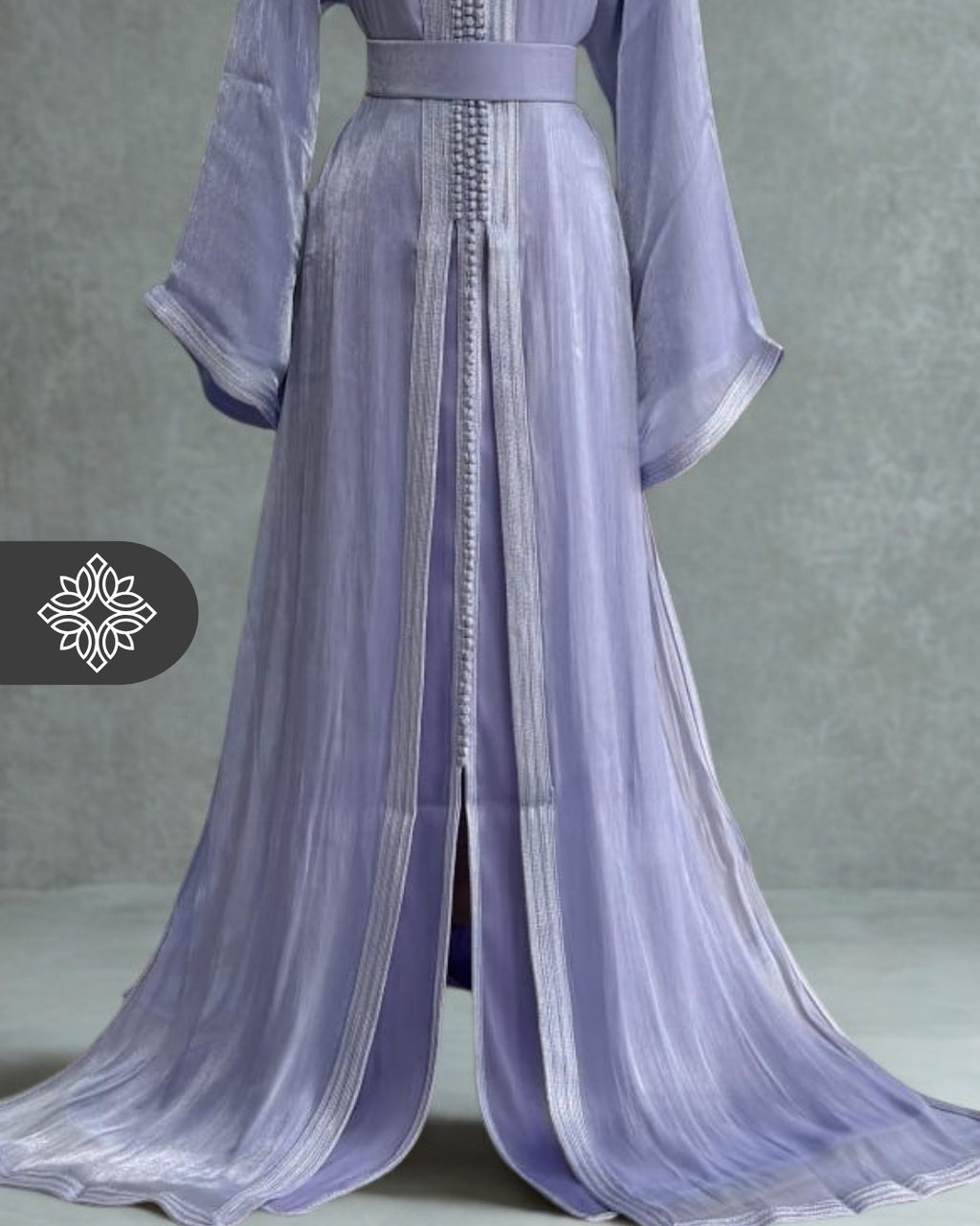 Deep Teal Moroccan Takchita | Royal Organza Two-Piece Kaftan