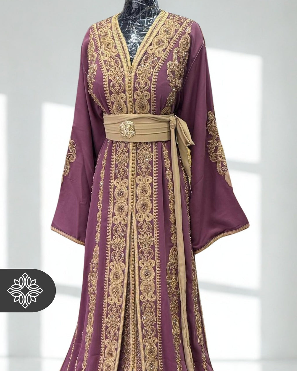 Fuchsia Moroccan Two-Piece Kaftan | Tonal Embroidery | Couture Takchita