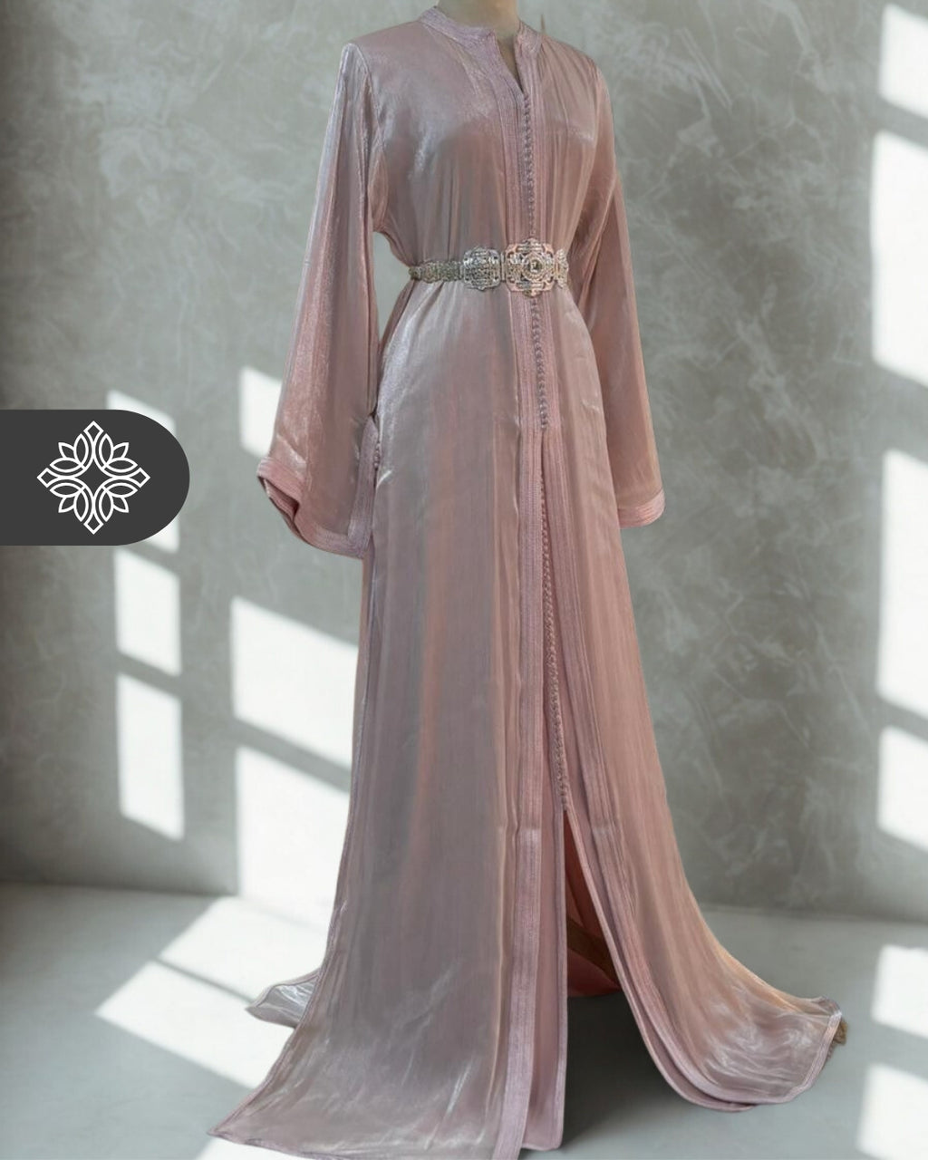 Light Baby Pink Organza Two-Piece Kaftan | Luxurious Moroccan Takchita Dress