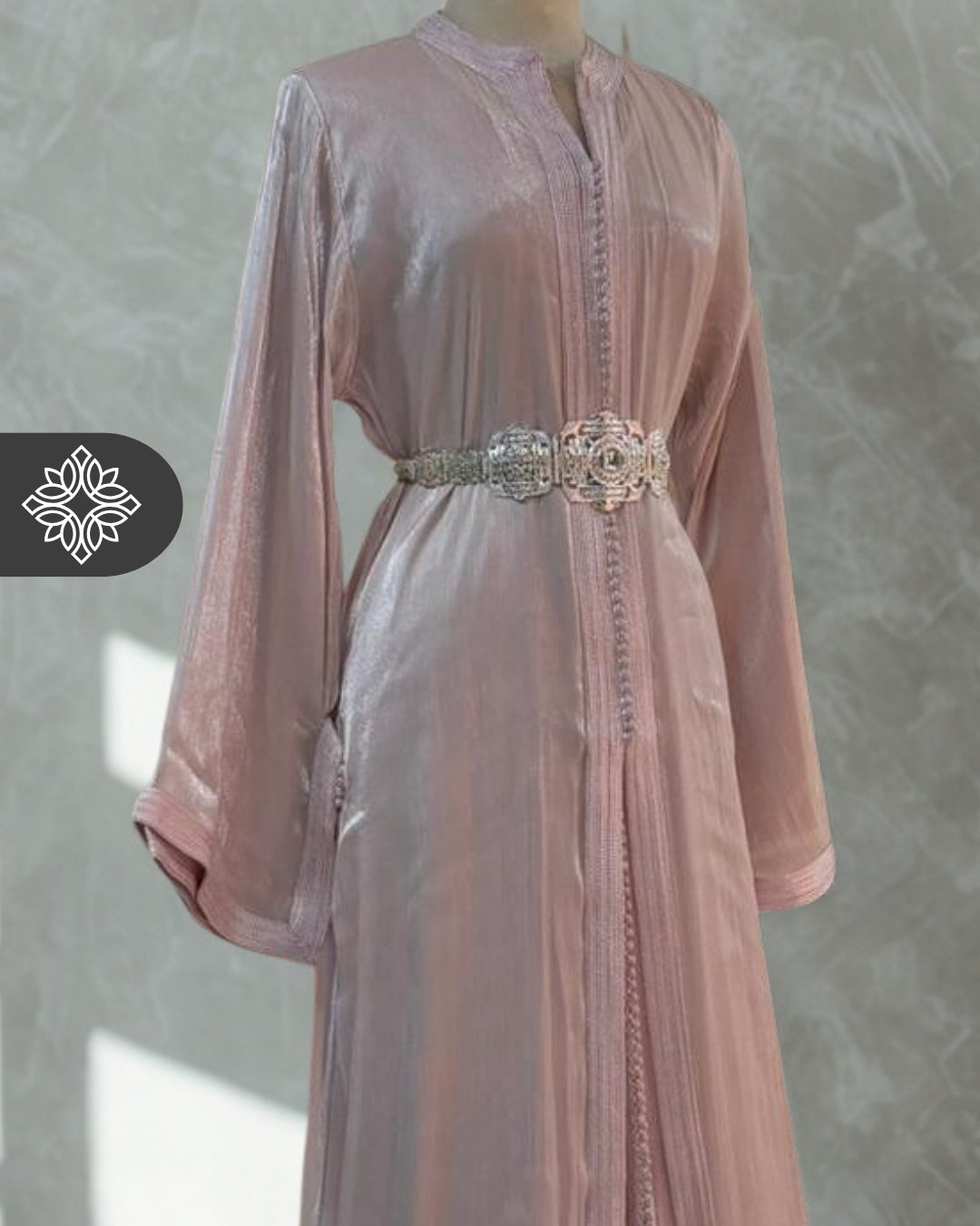 Blue Turquoise Organza Two-Piece Kaftan | Vibrant Moroccan Takchita Dress