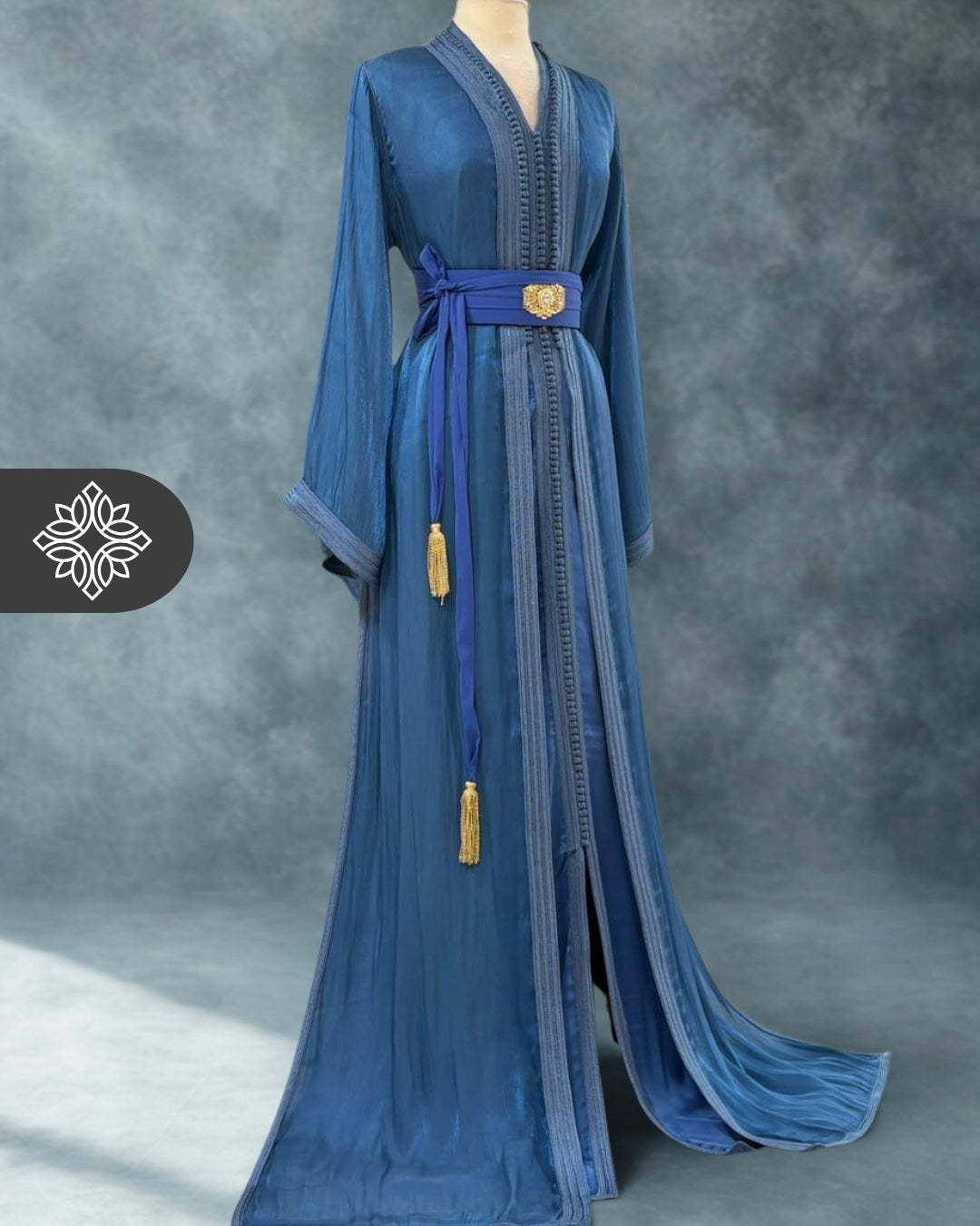 Baby Blue Organza Two-Piece Caftan | Ethereal Moroccan Takchita Dress