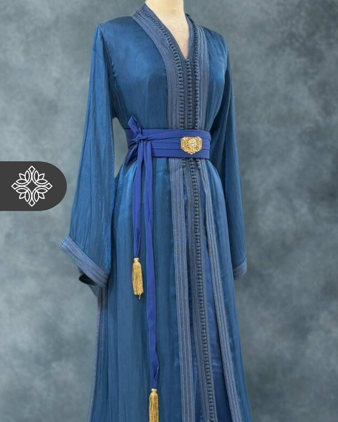 Baby Blue Organza Two-Piece Caftan | Ethereal Moroccan Takchita Dress