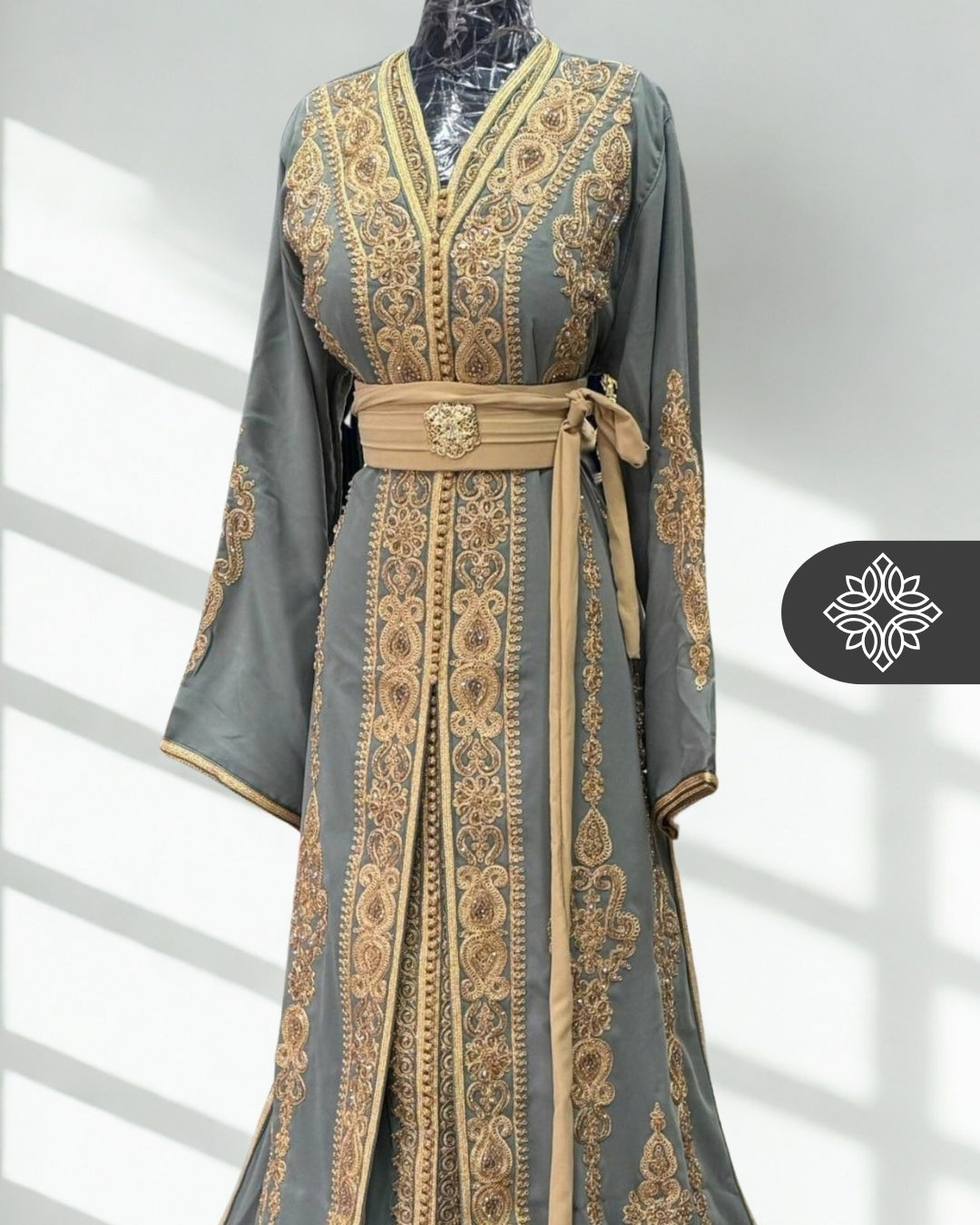 Fuchsia Moroccan Two-Piece Kaftan | Tonal Embroidery | Couture Takchita