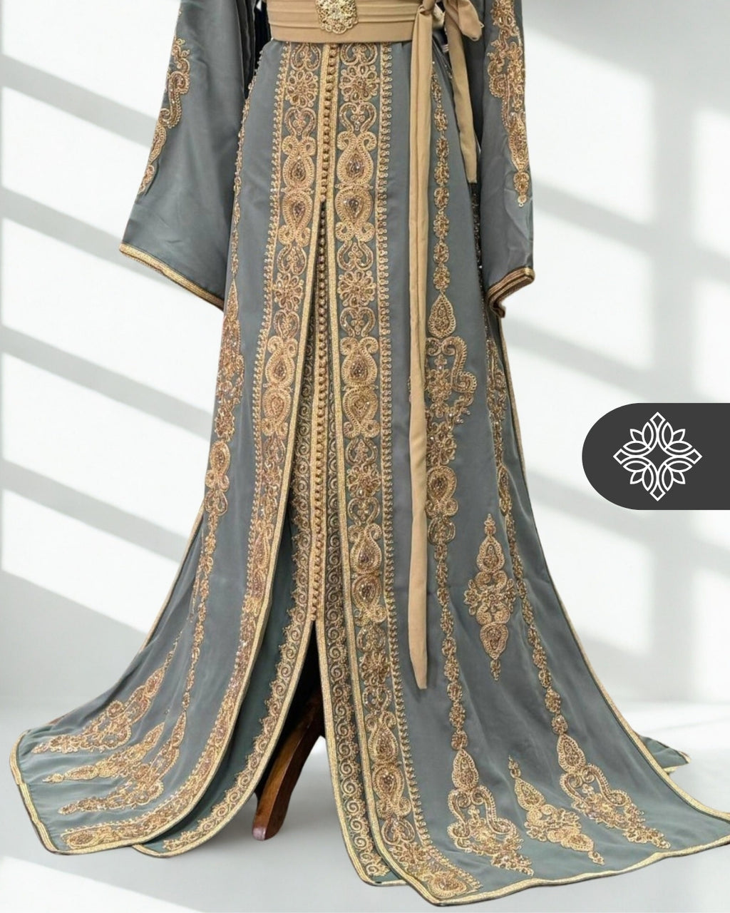 Fuchsia Moroccan Two-Piece Kaftan | Tonal Embroidery | Couture Takchita