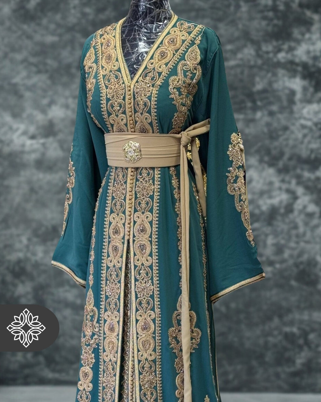 Fuchsia Moroccan Two-Piece Kaftan | Tonal Embroidery | Couture Takchita