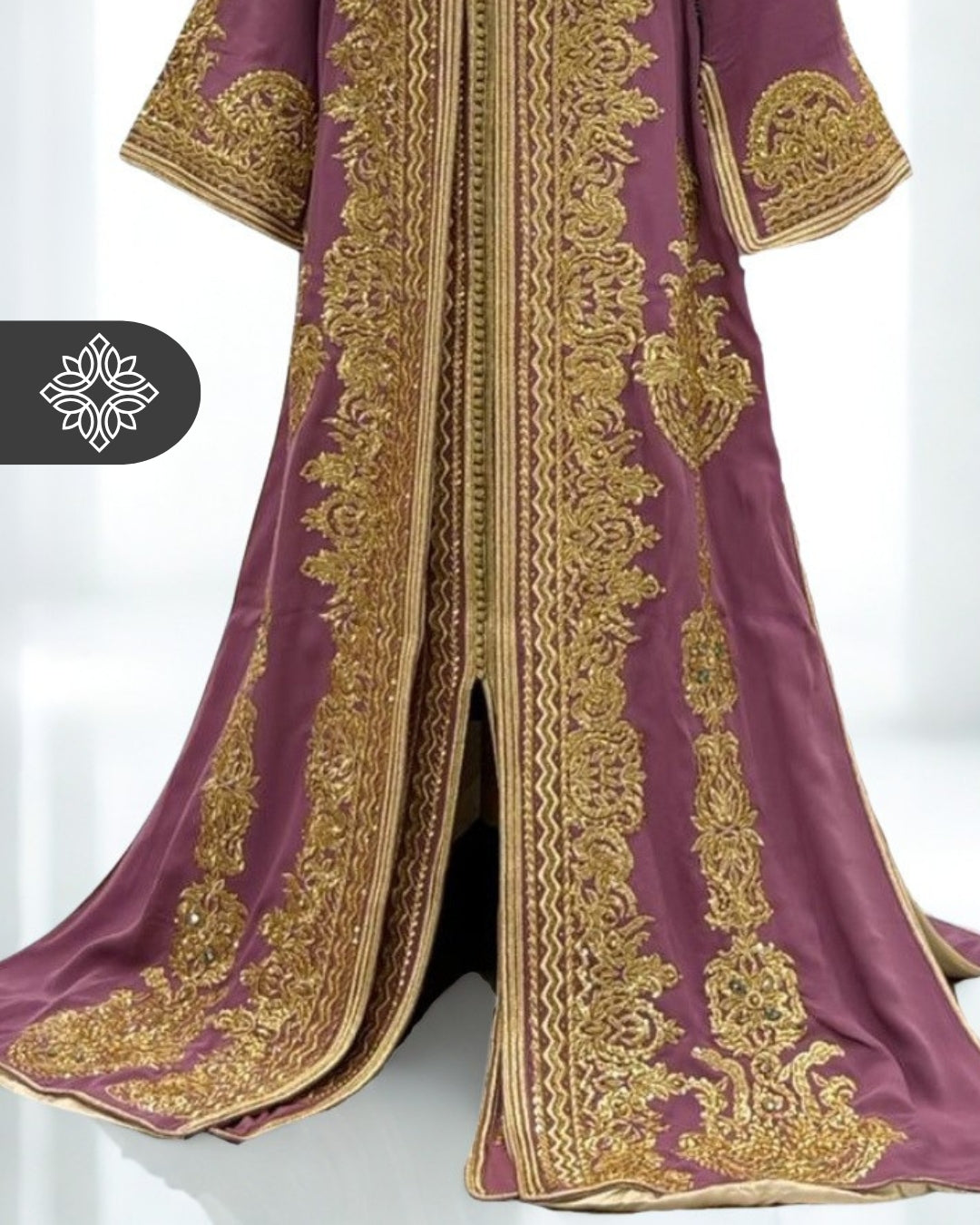 Luxury Lavender Moroccan Takchita | Couture Two-Piece Kaftan | Golden Heritage Embroidery