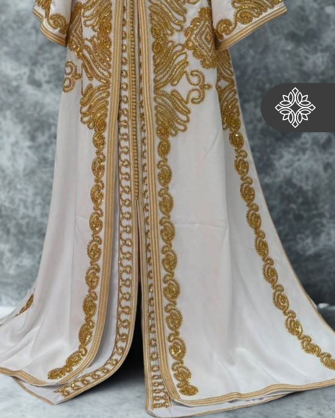 Majestic White Bridal Moroccan Caftan | Luxury Wedding Kaftan | Golden Heritage Embroidery
