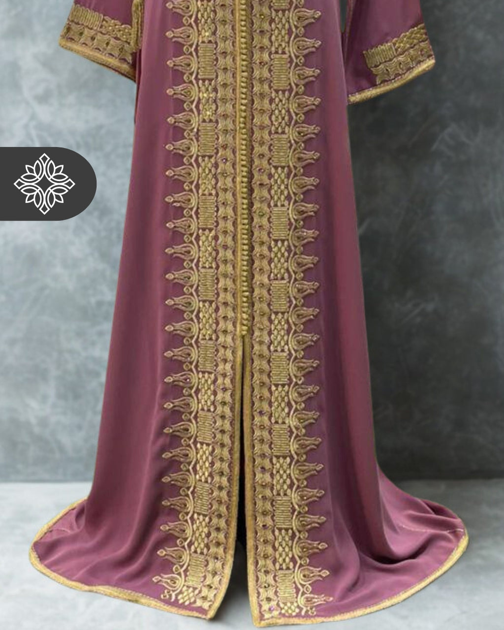 Mauve Kaftan with Gold Embroidery