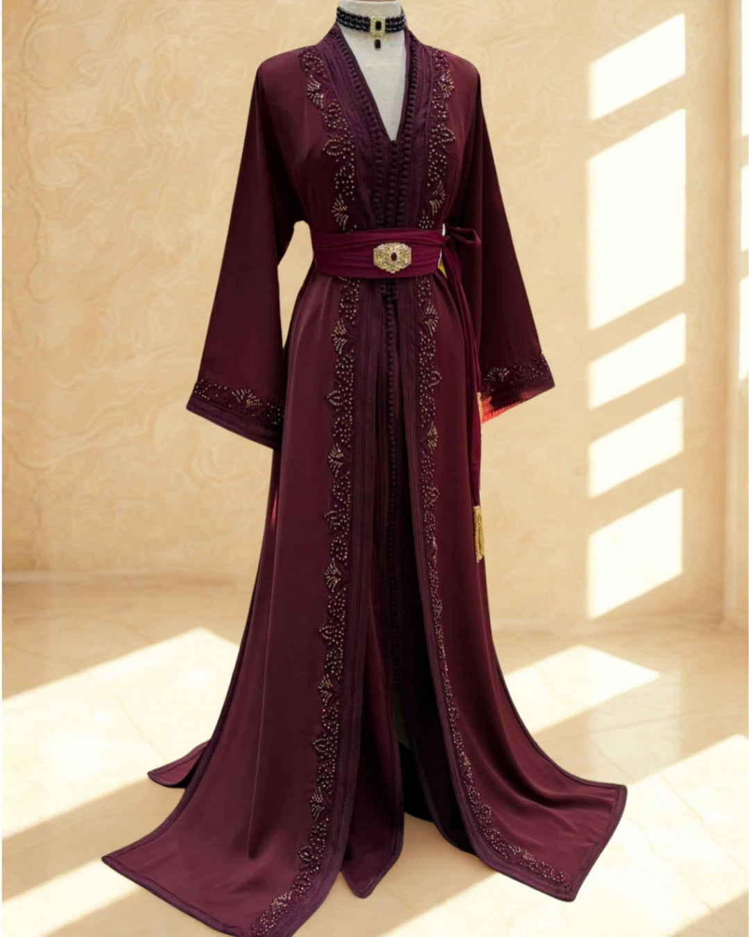 Moroccan Deep Burgundy Elegance Kaftan