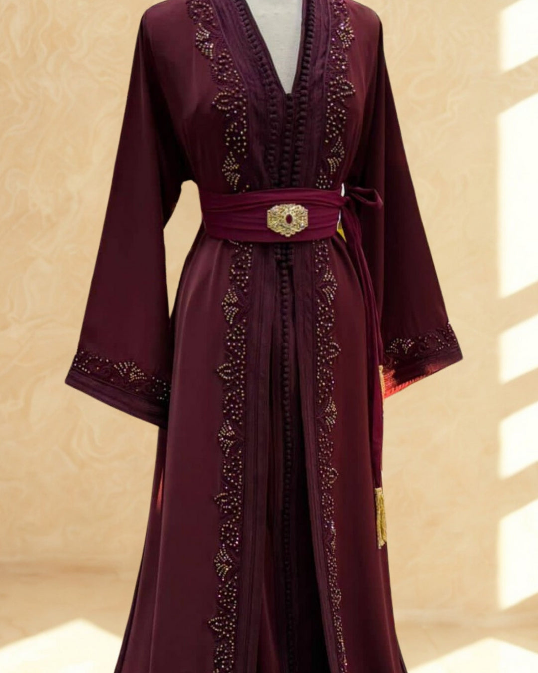 Moroccan Deep Burgundy Elegance Kaftan