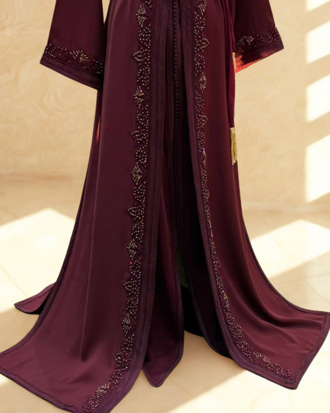 Moroccan Deep Burgundy Elegance Kaftan
