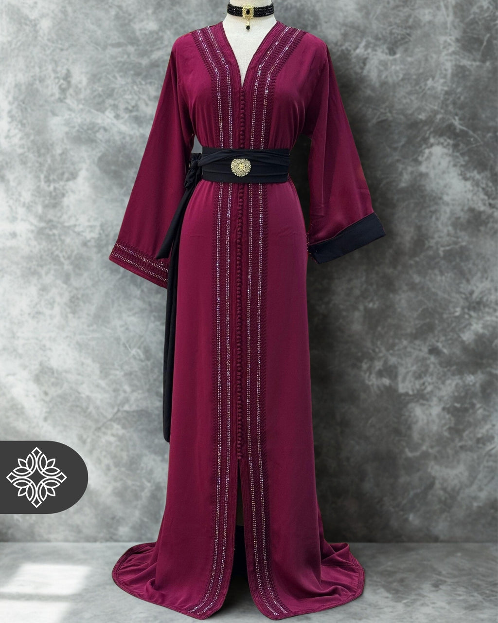 Moroccan Kaftan Berry Black