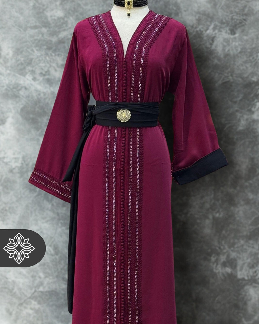 Moroccan Kaftan Berry Black