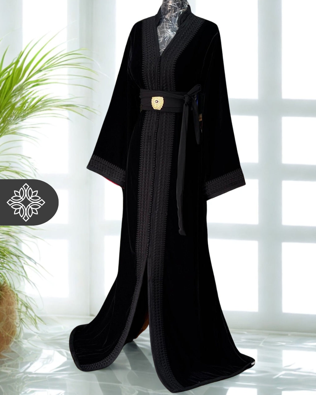 Moroccan Kaftan Classic Jet Black | One-Piece Caftan Dress