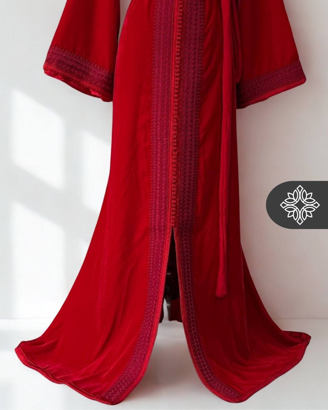 Moroccan Kaftan Red | Velvet One-Piece Caftan Dress