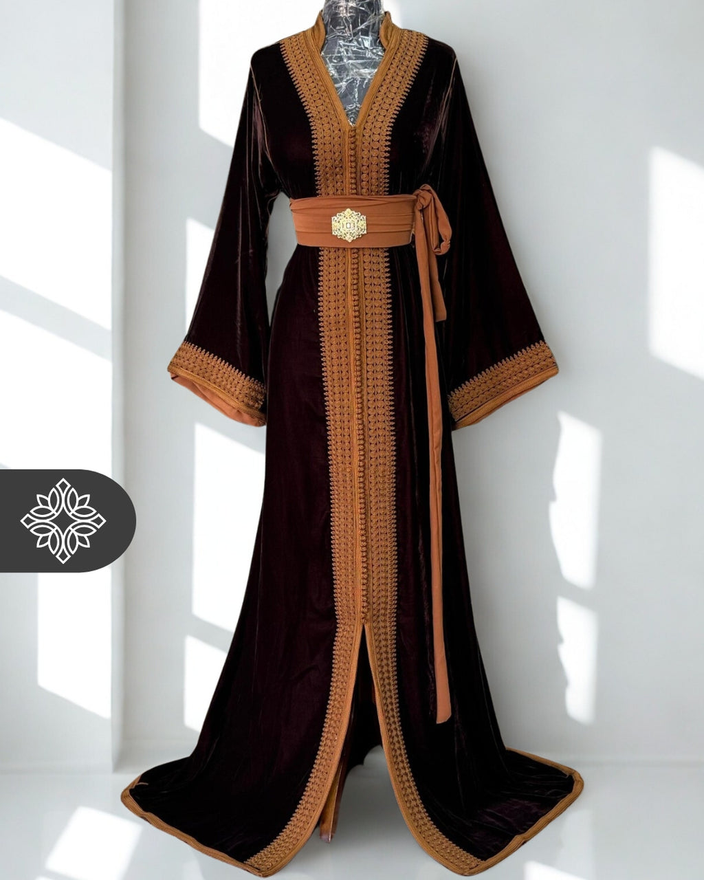 Moroccan Kaftan Rich Chocolate Brown | Velvet One-Piece Caftan