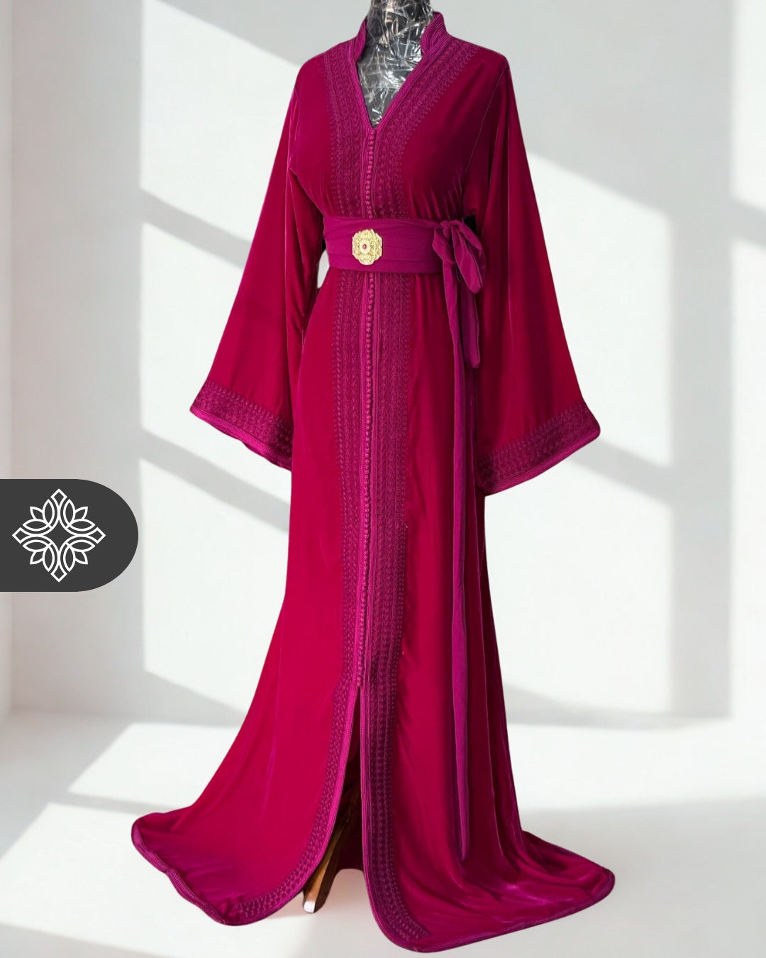 Moroccan Kaftan Red | Velvet One-Piece Caftan Dress