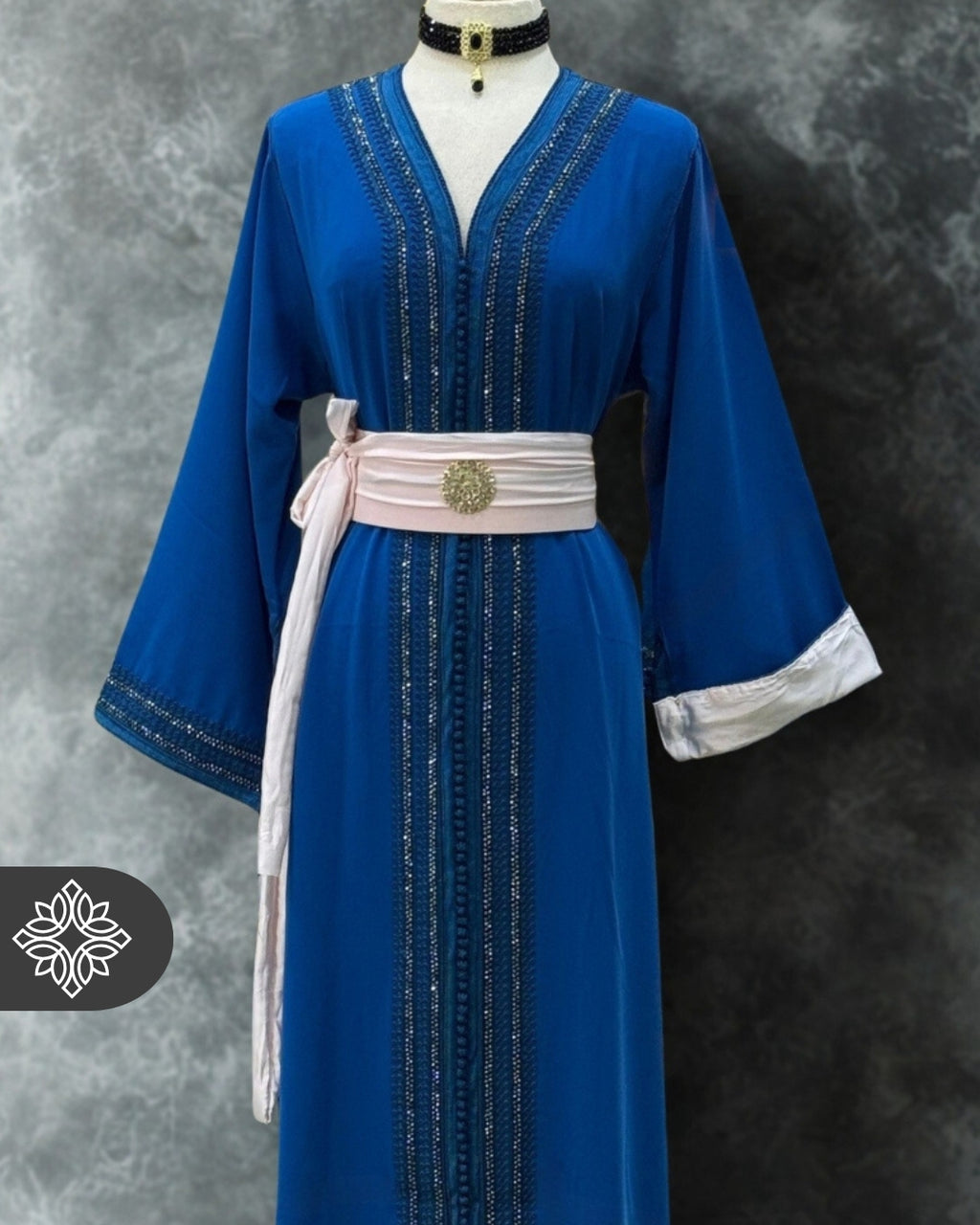 Moroccan Kaftan Royal Blue Blush | Moroccan Abaya
