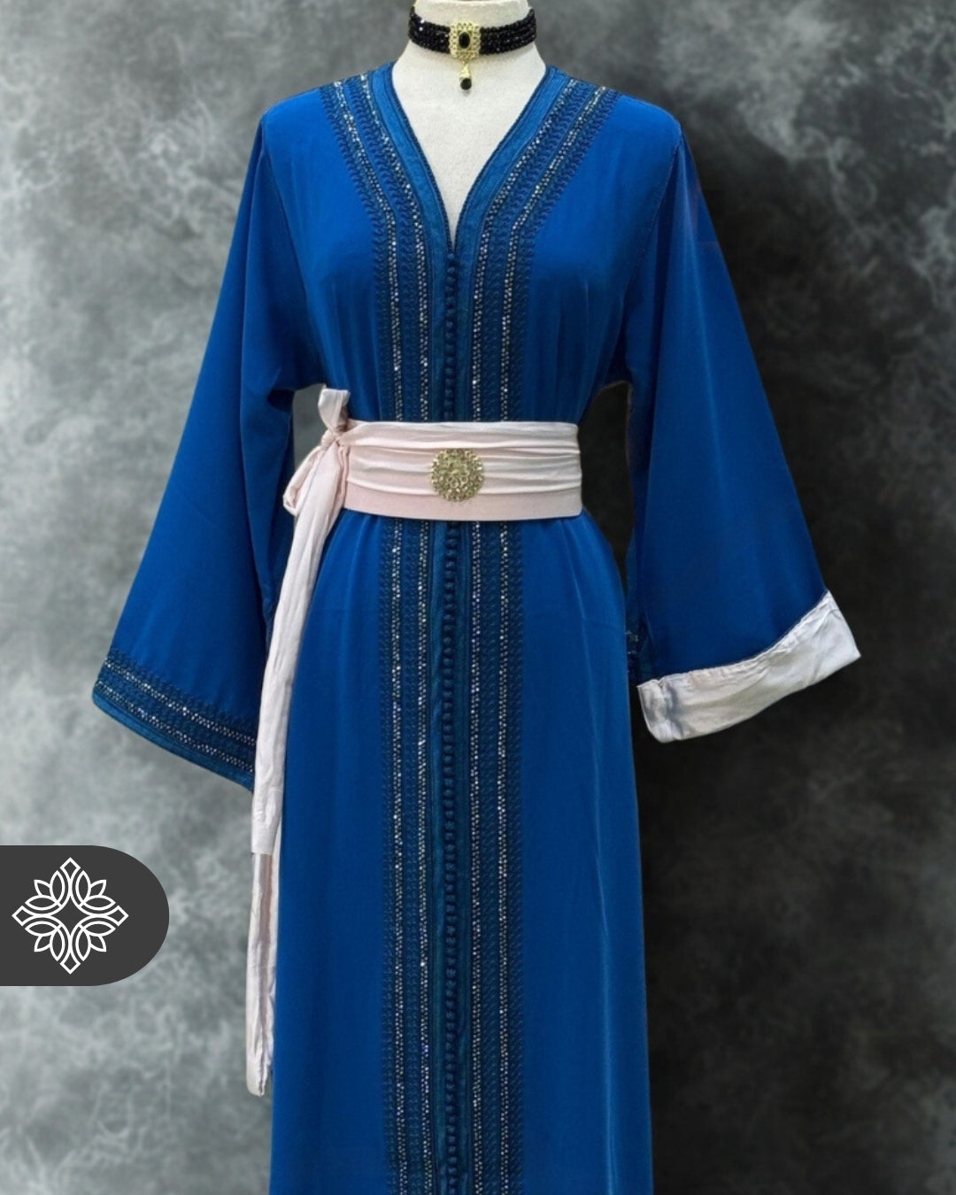Moroccan Kaftan Royal Blue Blush | Moroccan Abaya