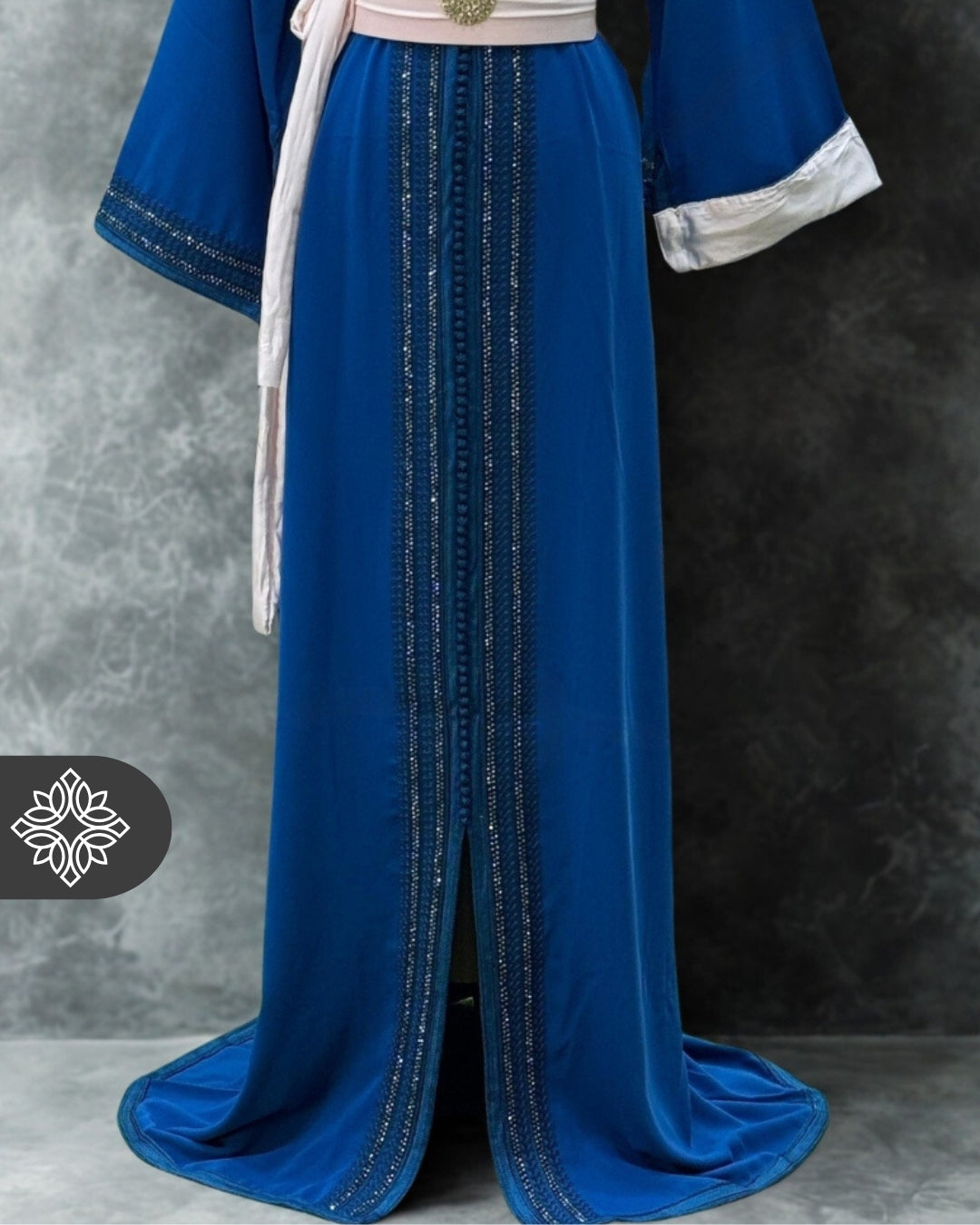 Moroccan Kaftan Royal Blue Blush | Moroccan Abaya