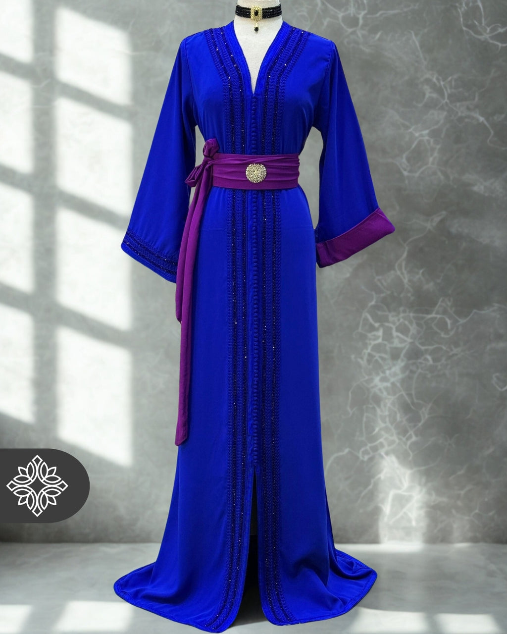 Moroccan Kaftan Royal Blue Plum | Moroccan Abaya