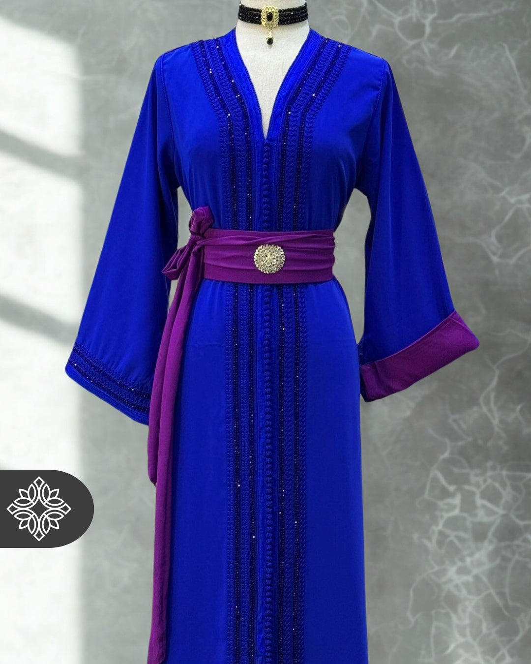 Moroccan Kaftan Royal Blue Plum | Moroccan Abaya