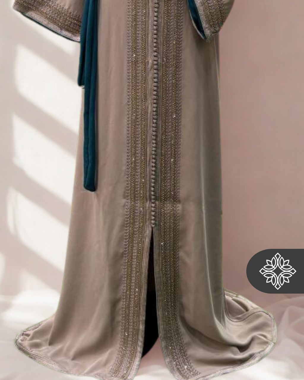 Moroccan Kaftan Taupe Grey Teal