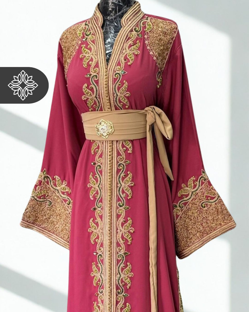 Navy Moroccan Kaftan | Gold Embroidery One Piece Caftan