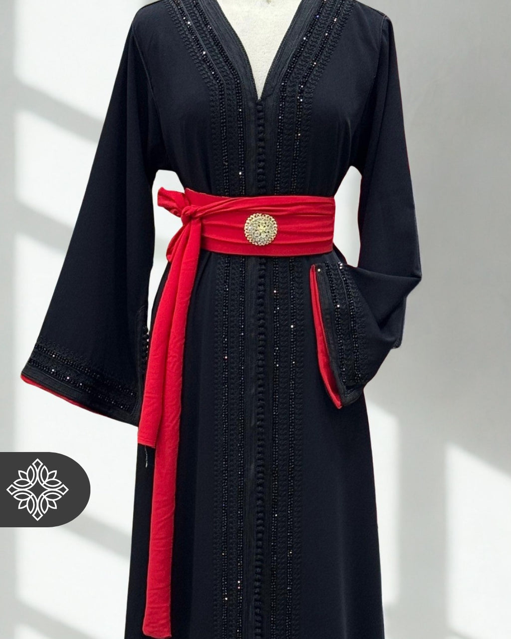 Moroccan Royal Black & Red Kaftan