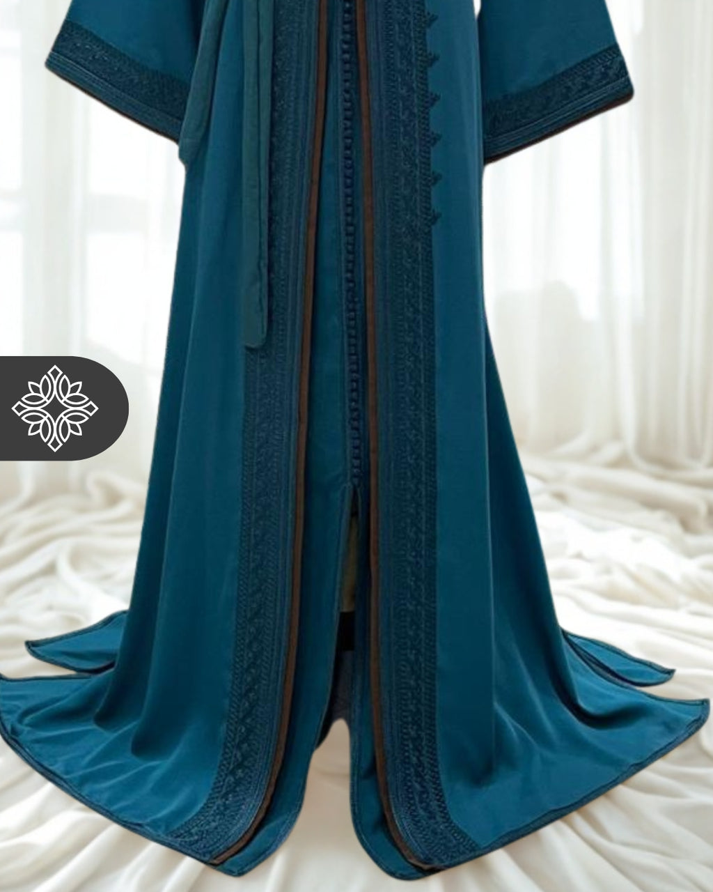 Moroccan Royal Kaftan Black with Red Accents