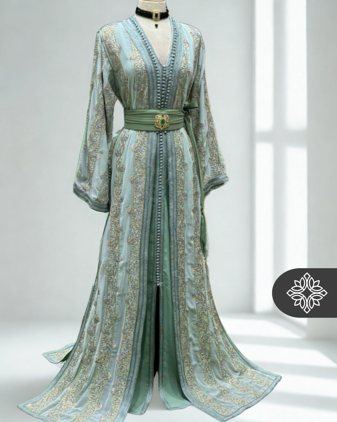 Moroccan Royal Light Blue Kaftan