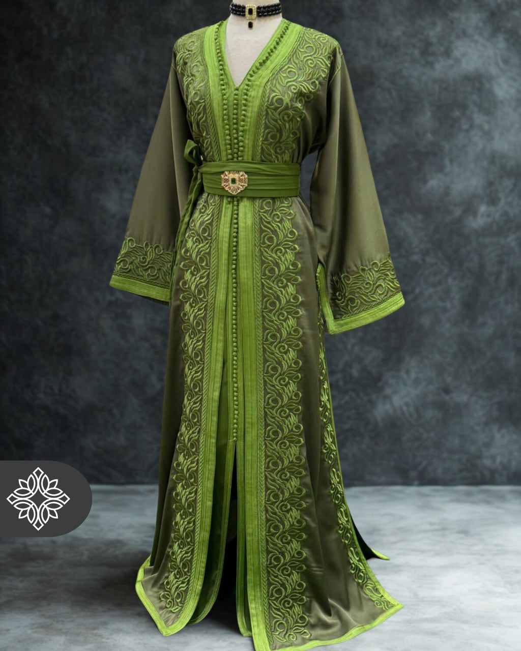 Moroccan Royal Lime Green Kaftan