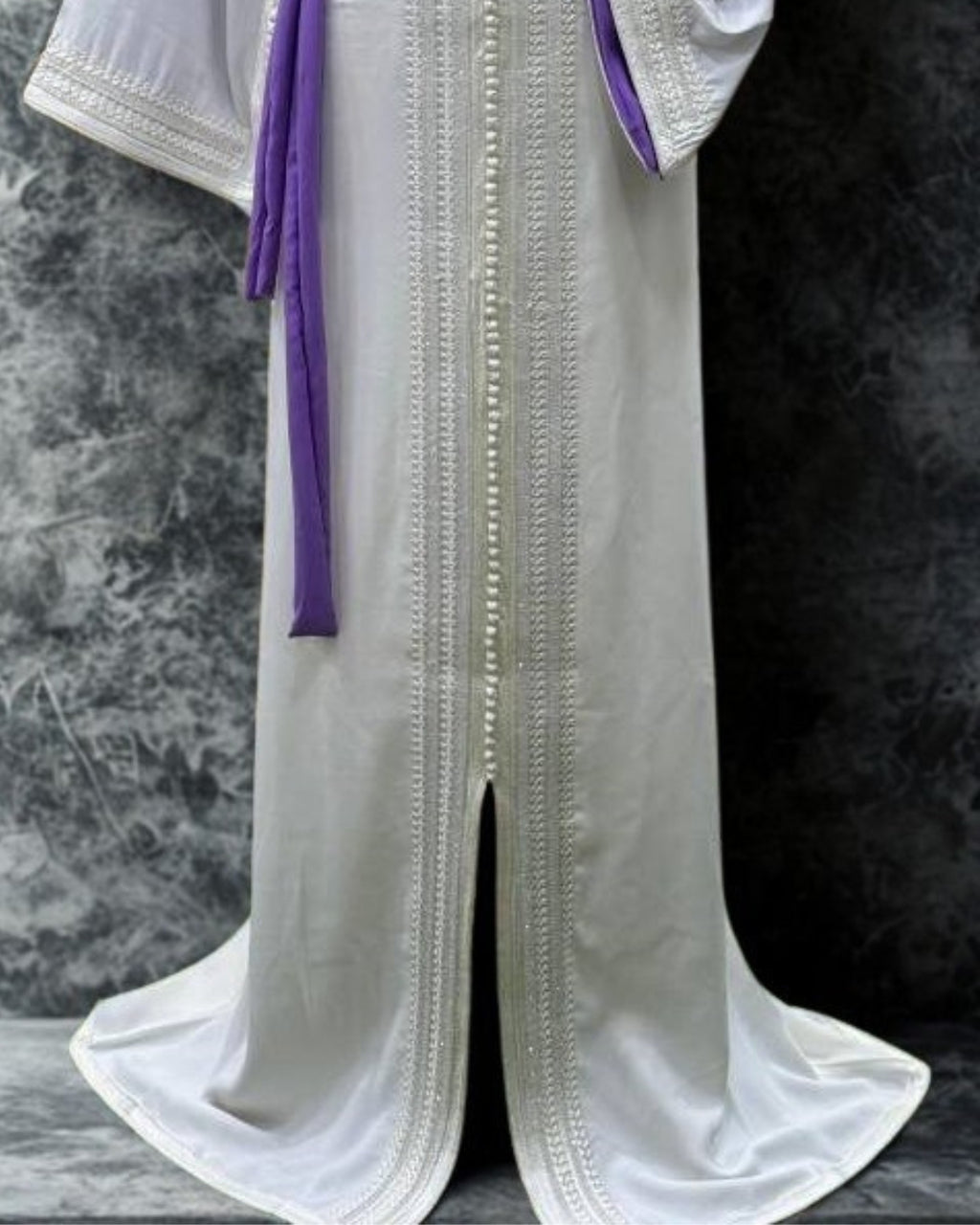 Moroccan Royal White & Purple Kaftan