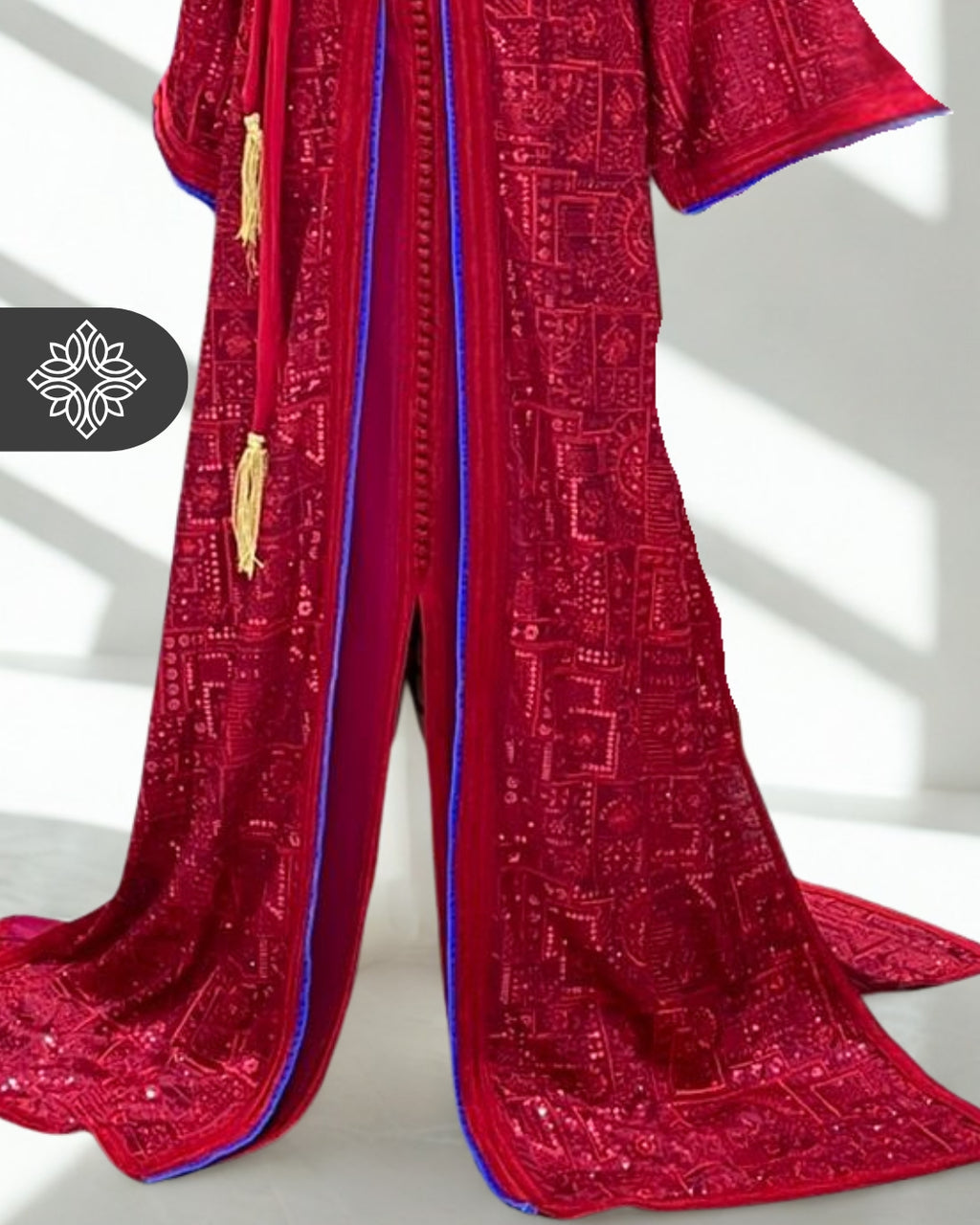 Moroccan Ruby Red Sequin Kaftan | Royal Evening Wear