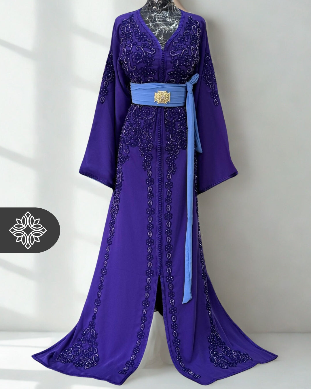 Black Moroccan Kaftan | Embroidered One-Piece Caftan Dress