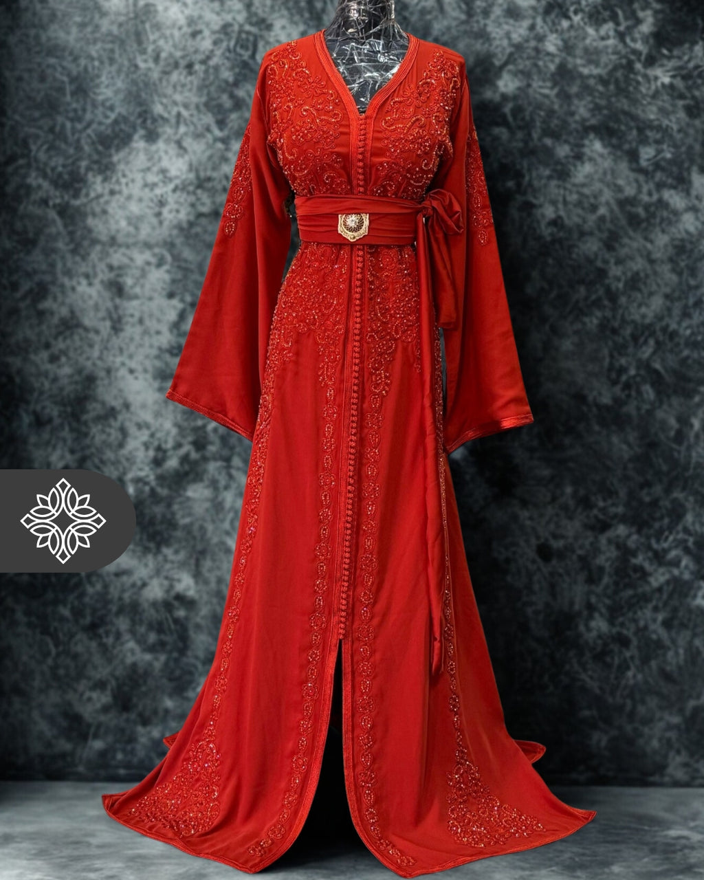 Moroccan One-Piece Caftan | Deep Red Kaftan Dress