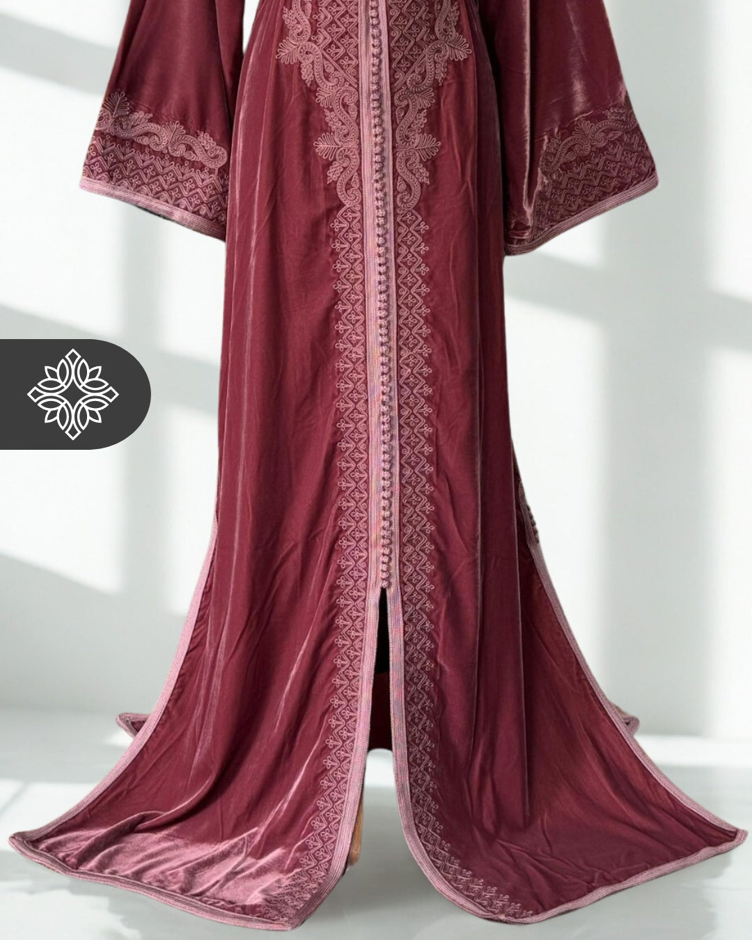 Moroccan Kaftan Classic Luxury Burgundy One-Piece Caftan Dress