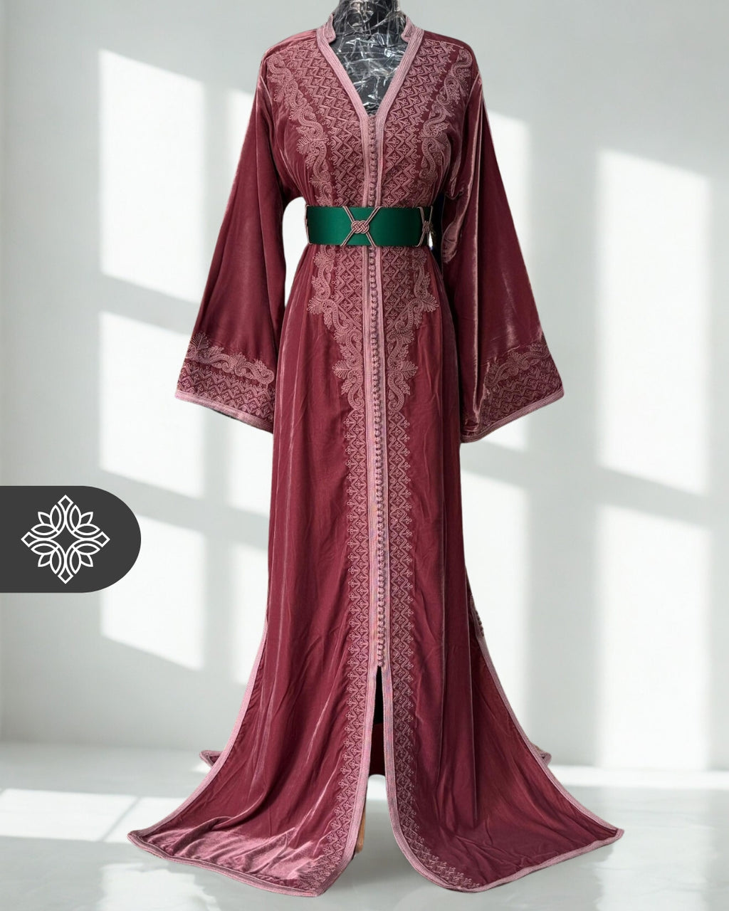 Moroccan Kaftan Classic Luxury Burgundy One-Piece Caftan Dress