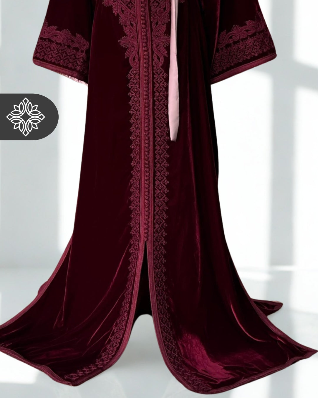 Moroccan Kaftan Deep Burgundy | Velvet One-Piece Caftan