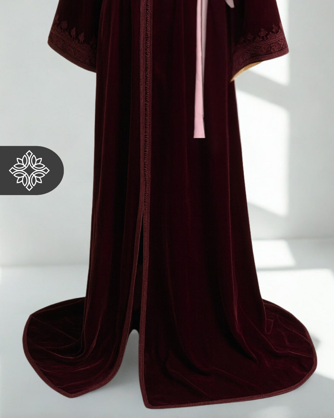 Moroccan Kaftan Deep Burgundy | Velvet One-Piece Caftan