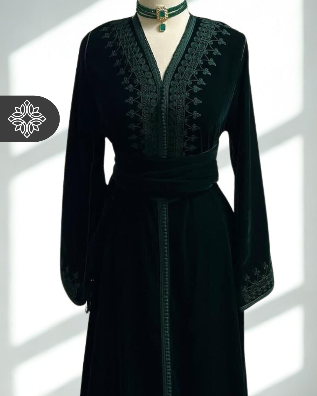 Moroccan Kaftan Deep Burgundy | Velvet One-Piece Caftan